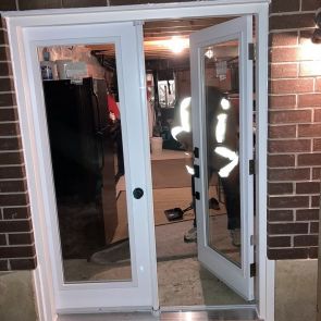 white glass window basement doors