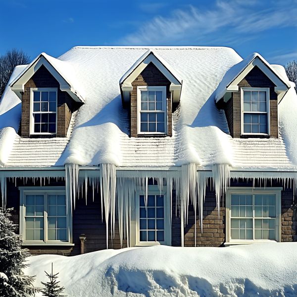 Home With Snow &amp;amp;amp;amp;amp;amp;amp;amp; Ice Dams on Roof